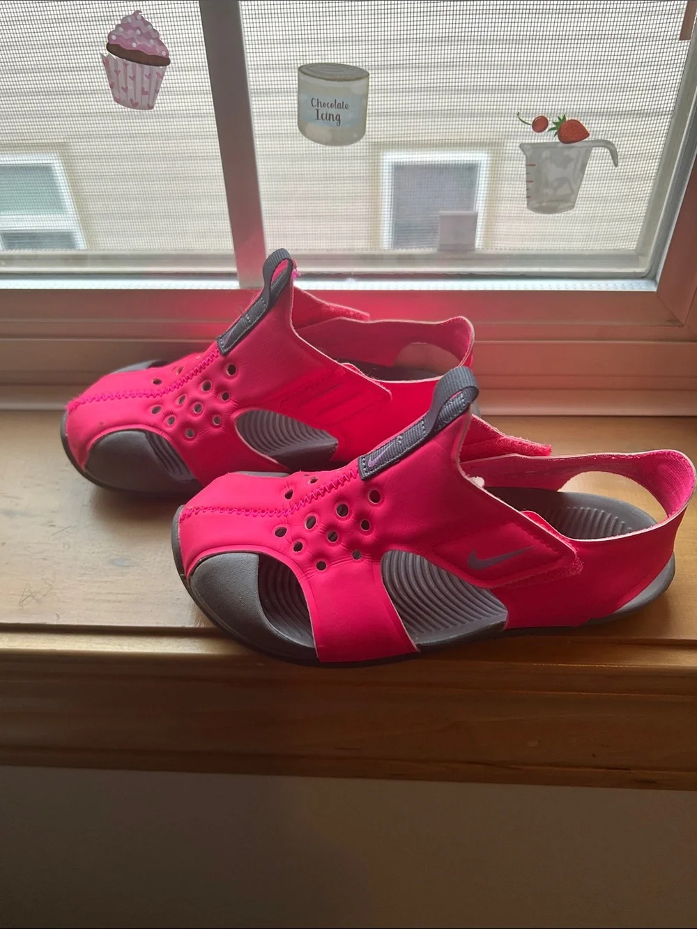 Nike Kids Water Shoes Bright Pink and Gray